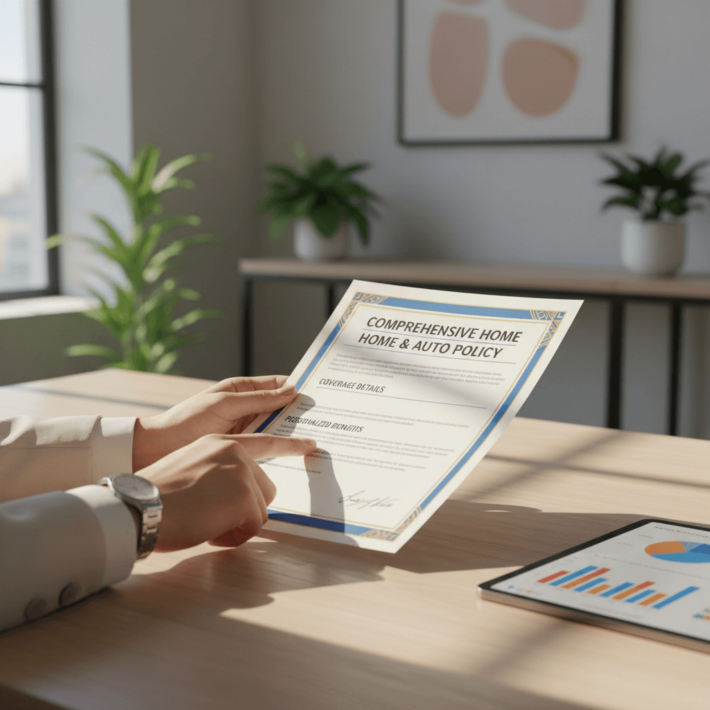 Insurance agent reviewing documents with a client in a modern office