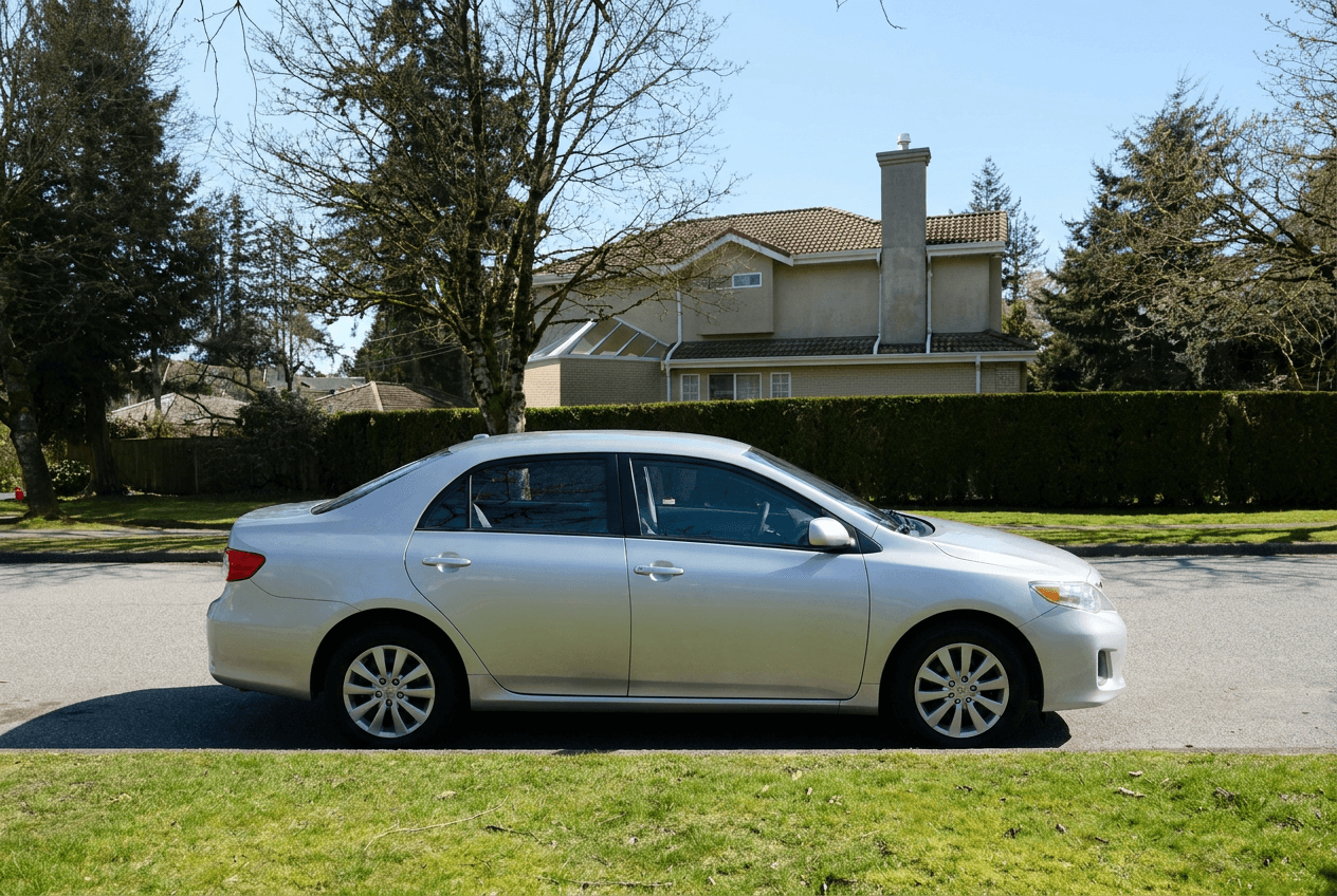 family sedan parked on residential driveway